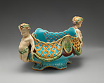 Basket, Model by Albert-Ernest Carrier-Belleuse (French, Anizy-le-Château 1824–1887 Sèvres), Lead-glazed earthenware (Mintons "Majolica"), British, Stoke-on-Trent, Staffordshire