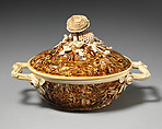 Écuelle with cover, Moulin Manufactory, Faience (tin-glazed earthenware), French, Apt