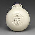 Water bottle or flask, Creamware, British, Staffordshire