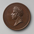 To the Prince Regent, on Conclusion of Peace, Subsequent to Waterloo, 1815, Medalist: Thomas Wyon the Younger (British, 1791–1817), Bronze, British