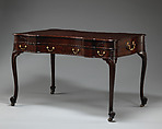 Writing table, Attributed to William Vile (British, Somerset 1715–1767 London), Mahogany and oak; lacquered brass; green baize (modern), British