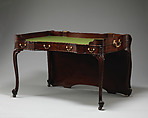Writing table, Attributed to William Vile (British, Somerset 1715–1767 London), Mahogany and oak; lacquered brass; green baize (modern), British