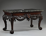 Side table (one of a pair), Mahogany, pine, verde antico marble, British