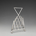 Toast rack, Christopher Dresser (British, Glasgow, Scotland 1834–1904 Mulhouse), Silver plate, British, Birmingham