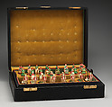 Chessmen (32), Ivory with polychrome lacquer and gilding, Indian
