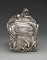 Pair of tea caddies and a sugar box in a case, Paul de Lamerie (British, 1688–1751, active 1712–51), Silver; oak, rosewood with boxwood and ebony inlay, silver mounts, British, London