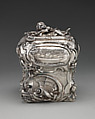 Pair of tea caddies and a sugar box in a case, Paul de Lamerie (British, 1688–1751, active 1712–51), Silver; oak, rosewood with boxwood and ebony inlay, silver mounts, British, London