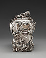Pair of tea caddies and a sugar box in a case, Paul de Lamerie (British, 1688–1751, active 1712–51), Silver; oak, rosewood with boxwood and ebony inlay, silver mounts, British, London