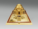 Architectural model of the temple of King Solomon in Jerusalem, After a design by Thomas Newberry, Gilded wood, gilded carton pierre; gilded silver, gilded bronze; enamel, linen, British, London
