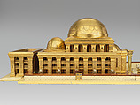 Architectural model of the temple of King Solomon in Jerusalem, After a design by Thomas Newberry, Gilded wood, gilded carton pierre; gilded silver, gilded bronze; enamel, linen, British, London