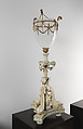 Candlestand (one of a pair), Carved and painted basswood, glass and gilded-bronze mounts, British