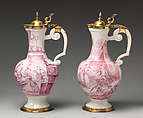 Jug (one of a pair), Fehr period, Tin-glazed earthenware; gilt-brass mount, German, Frankfurt