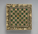Chess and tric-trac game board, Wood, ivory, bone, mother-of-pearl, German