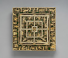 Chess and tric-trac game board, Wood, ivory, bone, mother-of-pearl, German