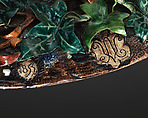 Large basin with snake, ferns, and bark, Charles-Jean Avisseau (French, Tours 1796–1861 Tours), Glazed earthenware, French
