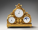 Clock with perpetual calendar and moon cycle inscribed in Arabic, Jean Antoine Lépine (French, 1720–1814), Gilded bronze, enamel, French