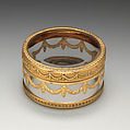 Circular box, Two-tone gold, rock crystal, French