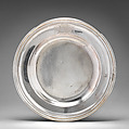 Dinner plate with English arms (one of a group of four), Richard Bayley (British, active 1708–48), Silver, British, London