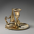 Chamberstick with snuffers (one of a pair), John Scofield (British, active 1776–96), Gilded silver, British, London