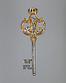 Chamberlain's key with the monogram of Maximilian I Joseph, King of Bavaria, Steel, gilded bronze, German