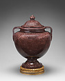 Spherical body urn with cover (one of a pair), Imperial red porphyry, gilt bronze, possibly Italian