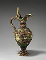 Ewer with female figure, Joseph Landais (French, Tours, Calle-Guérand, Touraine, France 1800–1883 Tours, France), Glazed earthenware, French, Tours