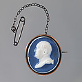 Cameo of man in left profile mounted as brooch, Wedgwood and Bentley (British, Etruria, Staffordshire, 1769–1780), Jaspareware (unglazed stoneware), British, Etruria, Staffordshire