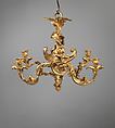 Six-light chandelier (one of a pair), Gilt bronze, probably French
