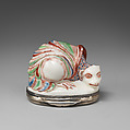 Snuffbox in the form of an armadillo, Saint-Cloud factory (French, mid-1690s–1766), Soft-paste porcelain with enamel decoration; silver mounts, French, Saint-Cloud