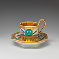 Cup and saucer with birds in micromosaic decoration, Royal Porcelain Manufactory (Königliche Porzellan-Manufaktur), Berlin (German, founded 1763), Hard-paste porcelain, German, Berlin