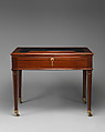 Architect’s table (table à la Tronchin), Jean-François Leleu (1729–1807, master 1764), Mahogany and mahogany veneer on oak, gilt bronze, white metal, and leather, French