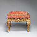Stool (tabouret) (one of a pair), Jean-Baptiste I Tilliard  French, Beechwood frame, carved and gilded, upholstered in modern velvet., French, Paris