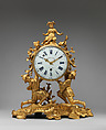Mantel clock (horloge de cheminée), Case by Jean-Joseph de Saint Germain (French, 1719–1791), Gilded and chased bronze; white enamel, French