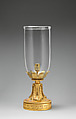 Candlestand (flambeau de jardin) with shade (one of a pair), Gilt bronze; glass, French