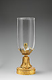 Candlestand (flambeau de jardin) with shade (one of a pair), Gilt bronze; glass, French