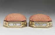 Pincushion, André Aucoc, Silver gilt, mother-of-pearl, red velvet, French, Paris