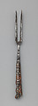 Table fork, Steel, horn over wood, silver, possibly Southern German