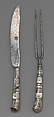 Table knife, Steel, mother-of-pearl, silver, possibly Southern German