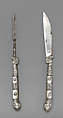 Folding knife, Steel, silver, mother-of-pearl, possibly Swiss