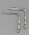Folding fork, Steel, silver, mother-of-pearl, possibly Swiss