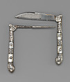 Folding fork, Steel, silver, mother-of-pearl, possibly Swiss