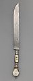 Bread knife, Steel, gilt bronze, mother-of-pearl, bronze, Italian or French