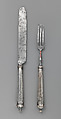 Table knife and fork, Steel, silver, Southern German or Flemish