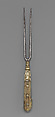 Carving fork, Steel, wood, brass, Swiss