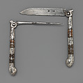 Folding fork, Steel, silver, horn, Swiss or German