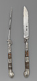 Folding fork, Steel, silver, horn, Swiss or German