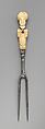 Table fork, Steel, ivory, amber or resin?, silver, Southern German