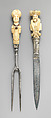 Table fork, Steel, ivory, amber or resin?, silver, Southern German