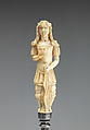 Fork with carved handle in the form of Diana, Steel, ivory, Dutch or British