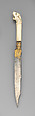 Table knife, Steel, gold, ivory, possibly Italian